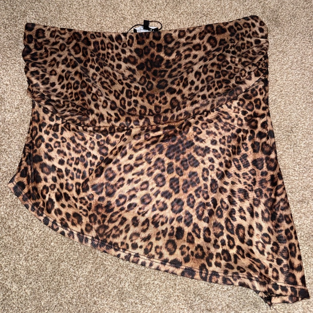 Leopard Print Asymmetrical Tube Top